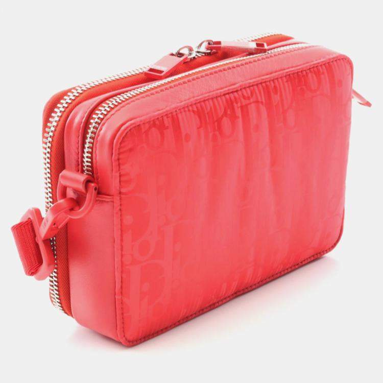 Pre Owned Christian Dior Dior Christian X Erl Mirage Shoulder Bag Nylon And Leather Red