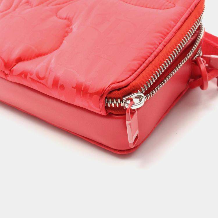 Pre Owned Christian Dior Dior Christian X Erl Mirage Shoulder Bag Nylon And Leather Red