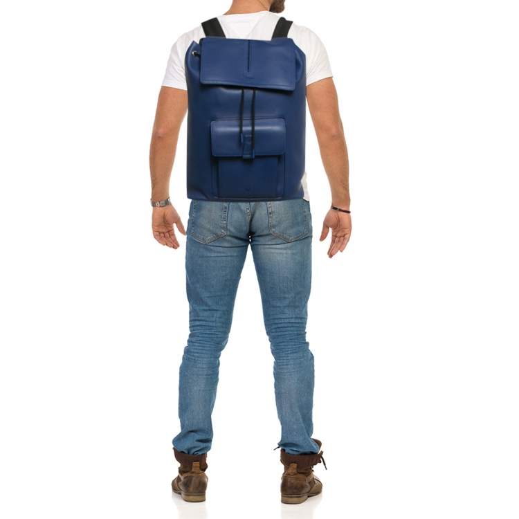 Pre Owned Dior Motion Blue Leather Backpack