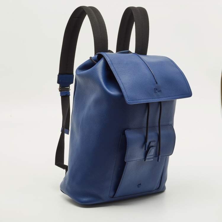 Pre Owned Dior Motion Blue Leather Backpack