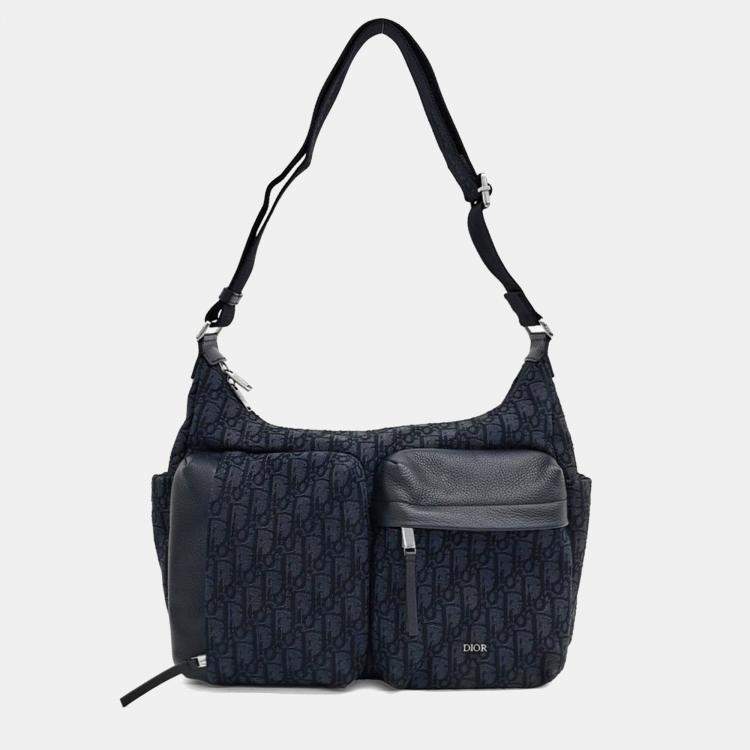 Pre Owned Dior Black Fabric Rider Soft Hobo Bag Medium