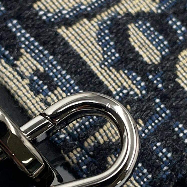 Pre Owned Dior Kenny Scharf Collaboration Oblique Clutch Bag Black/Beige Jacquard Canvas