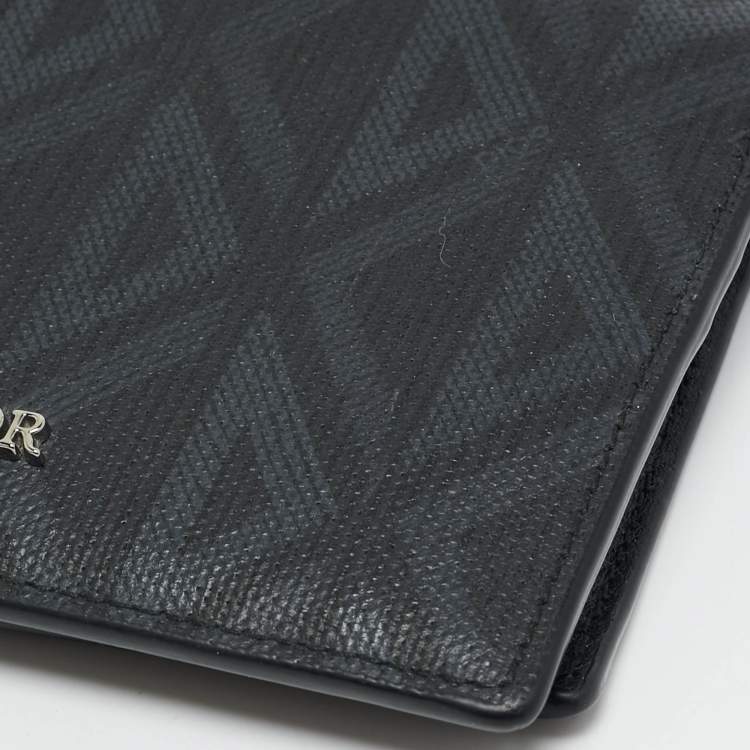 Pre Owned Dior Black/Grey CD Diamond Coated Canvas Bifold Wallet