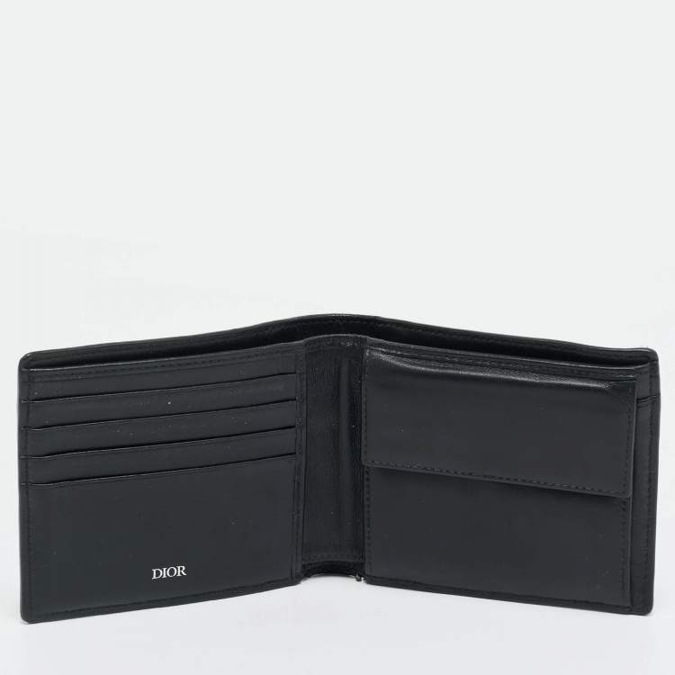 Pre Owned Dior Black/Grey CD Diamond Coated Canvas Bifold Wallet
