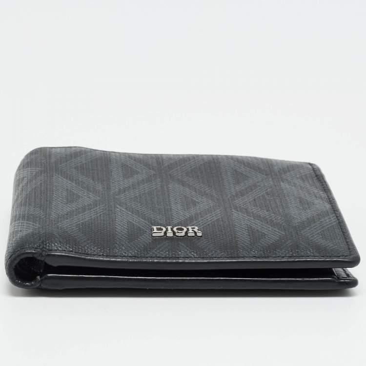 Pre Owned Dior Black/Grey CD Diamond Coated Canvas Bifold Wallet