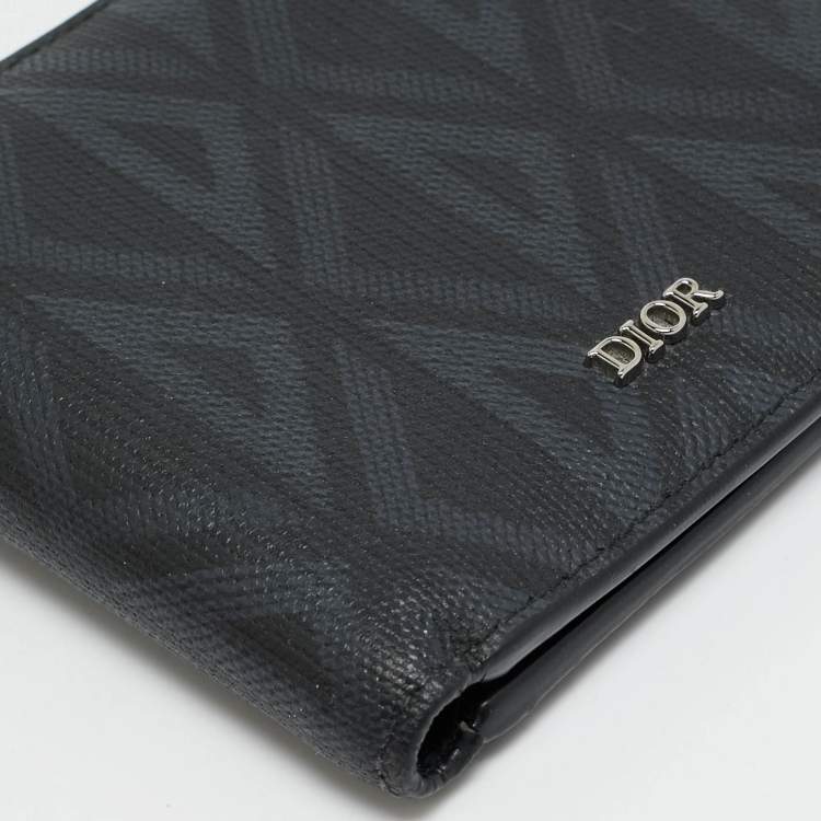 Pre Owned Dior Black/Grey CD Diamond Coated Canvas Bifold Wallet