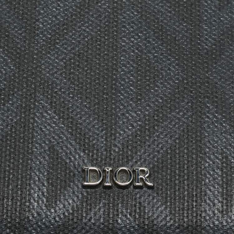 Pre Owned Dior Black/Grey CD Diamond Coated Canvas Bifold Wallet