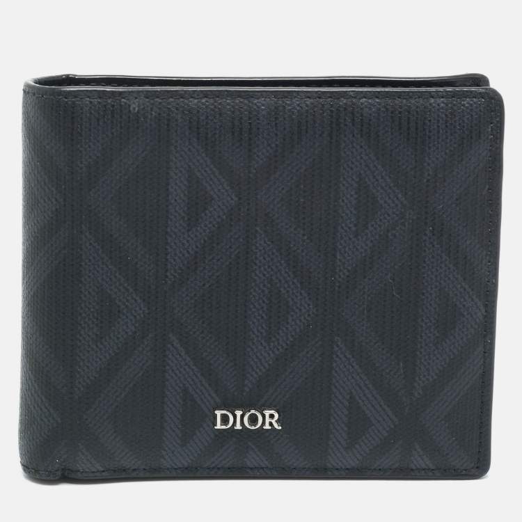Pre Owned Dior Black/Grey CD Diamond Coated Canvas Bifold Wallet