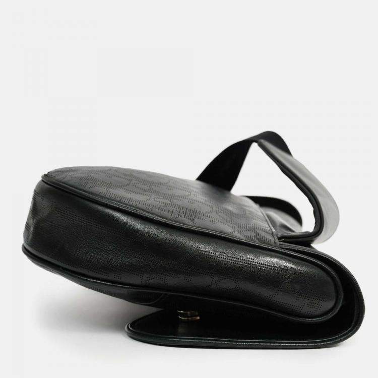 Pre Owned Christian Dior 2020 Black Oblique Leather Saddle Bag (Mens)