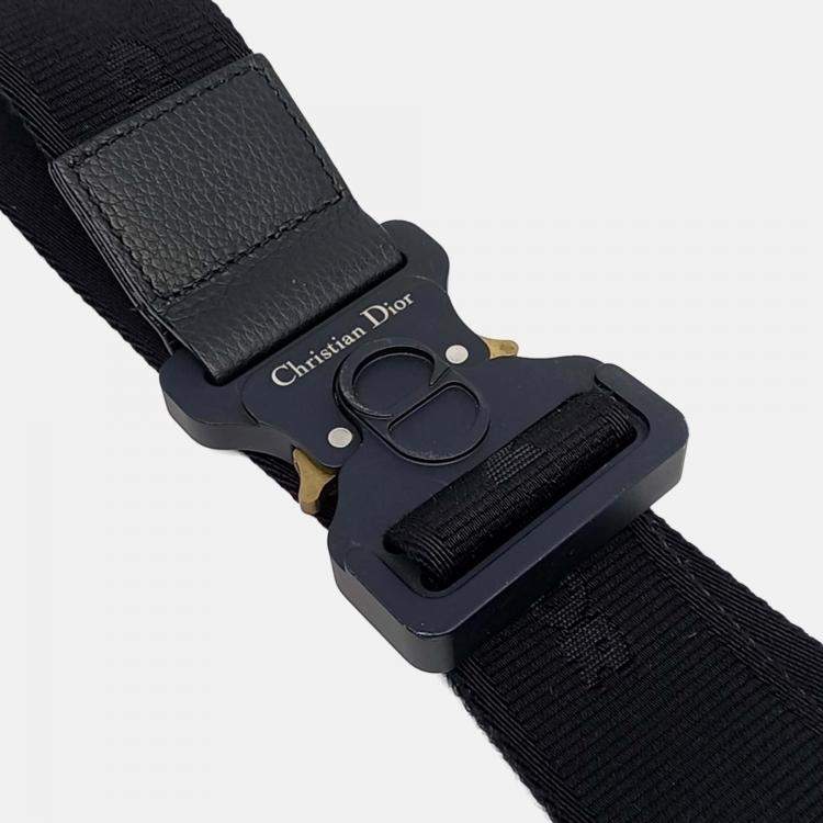 Pre Owned Dior Navy Blue Fabric Oblique Saddle Bag