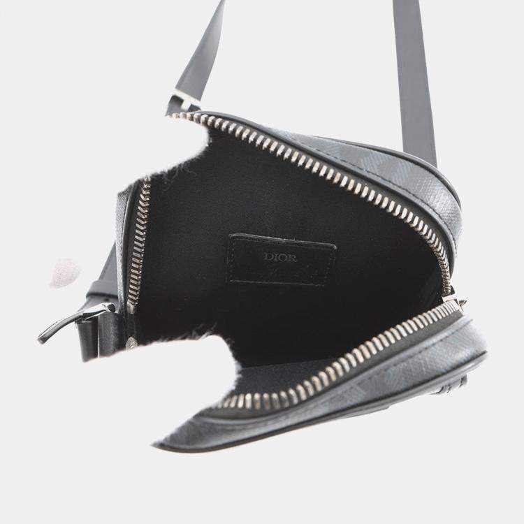 Pre Owned Dior CD Hit The Road Vertical Pouch Shoulder Bag Black CanvasLeather