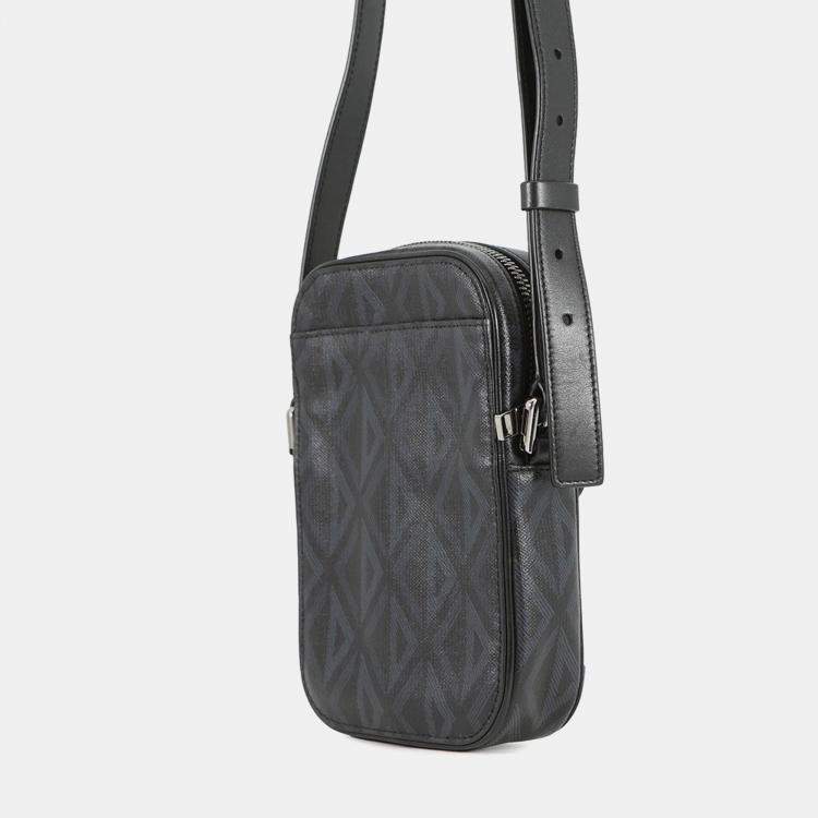 Pre Owned Dior CD Hit The Road Vertical Pouch Shoulder Bag Black CanvasLeather