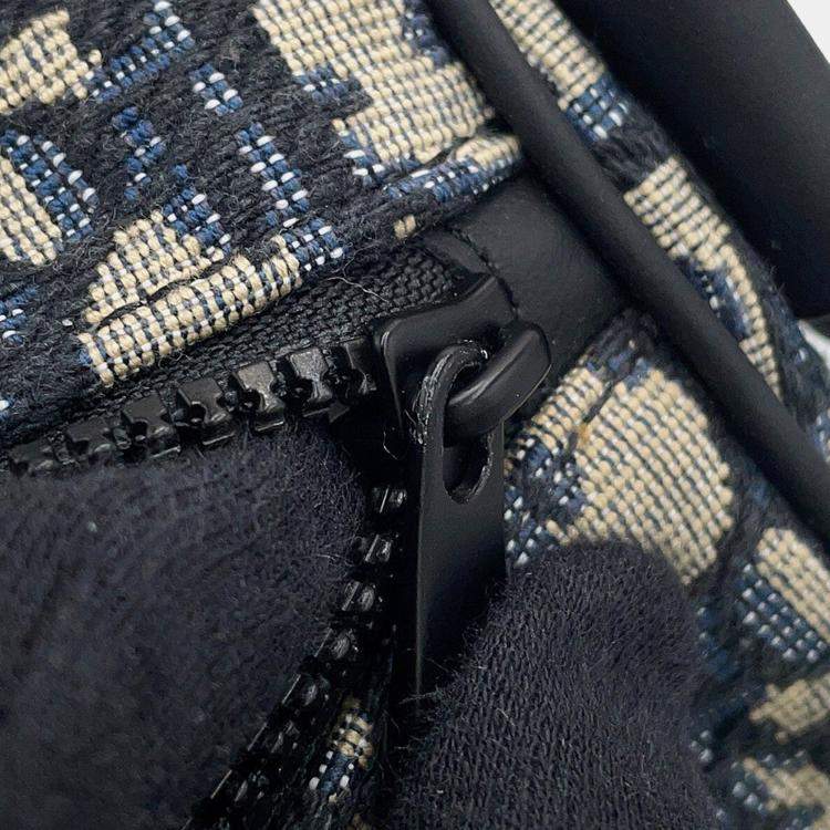 Pre Owned Dior Oblique Roller Shoulder Bag Rabbit Kids Black/Beige Canvas Leather Size Mini