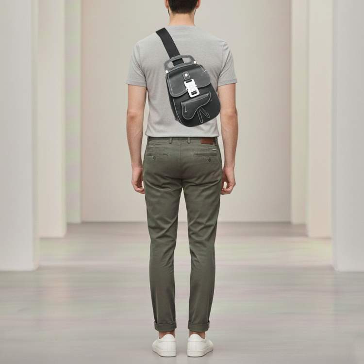 Pre Owned Dior Gallop Black Leather Sling Bag