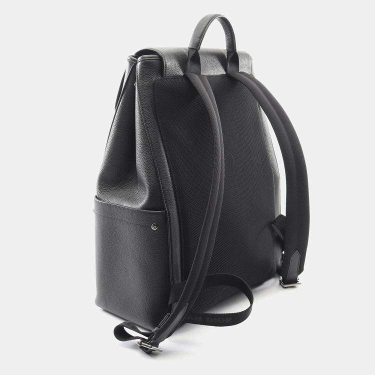 Pre Owned Christian Dior Dior Saddle Bag Backpack Leather Black