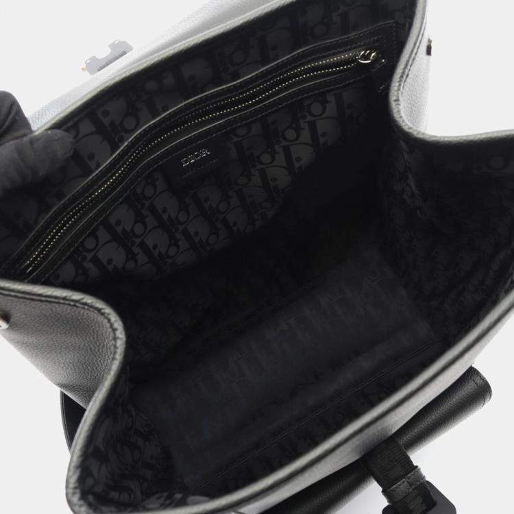 Pre Owned Christian Dior Dior Saddle Bag Backpack Leather Black