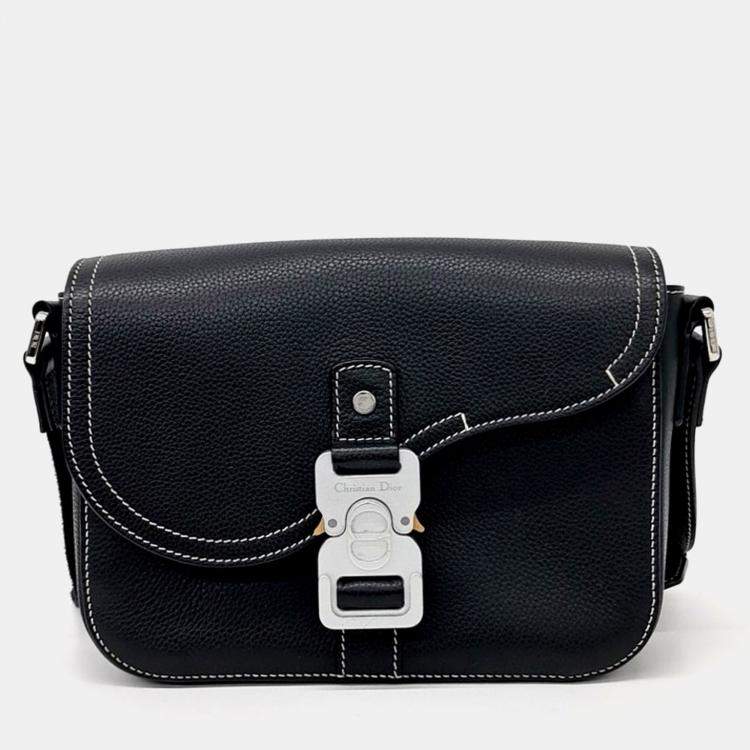 Pre Owned Dior Black Leather Homme Saddle Mini Messenger Bag