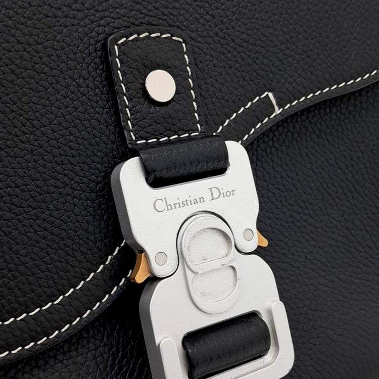 Pre Owned Dior Black Leather Homme Saddle Mini Messenger Bag