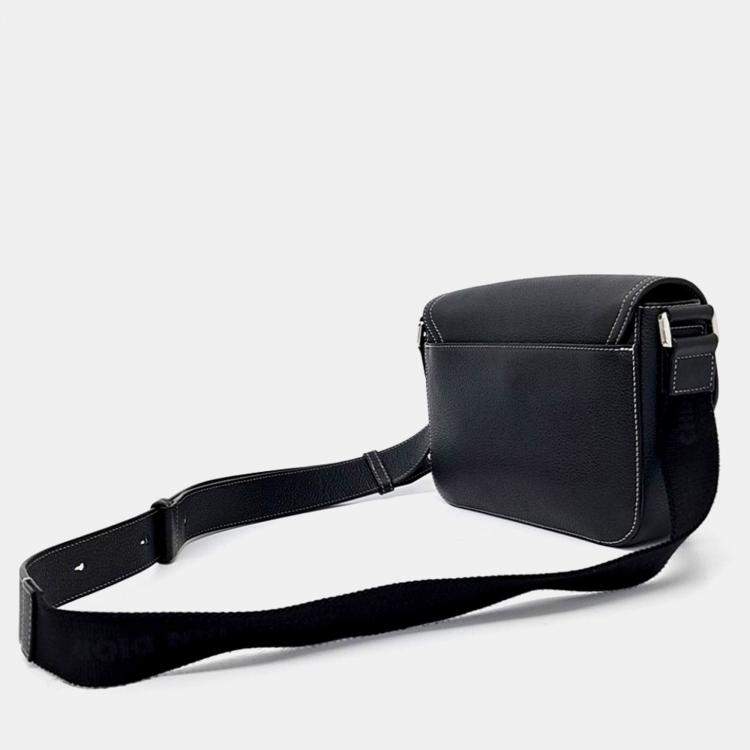 Pre Owned Dior Black Leather Homme Saddle Mini Messenger Bag