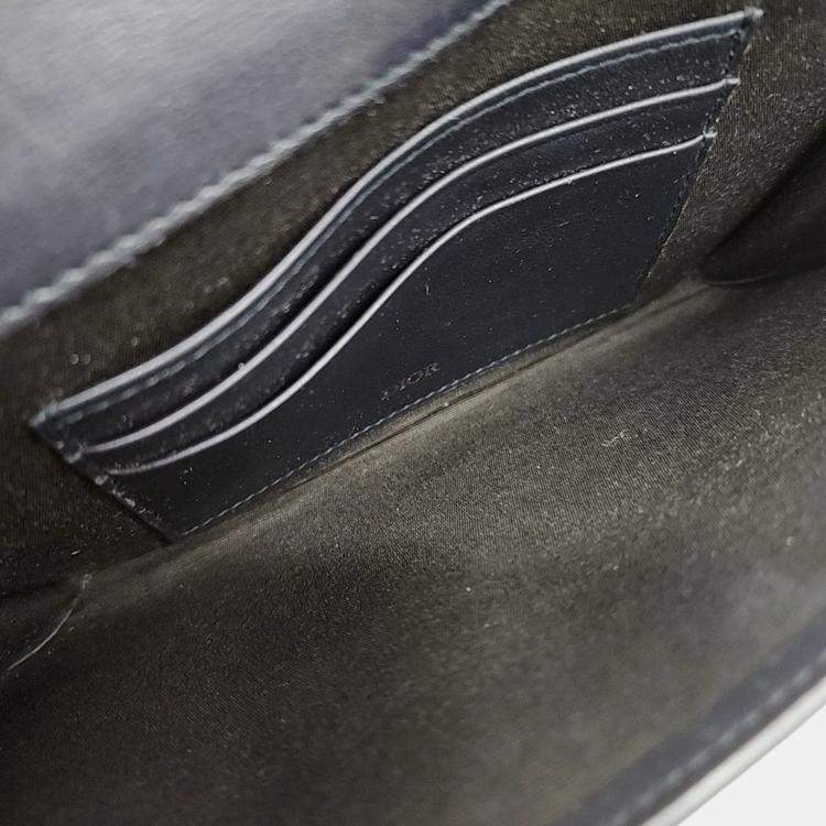 Pre Owned Dior Navy Blue Leather Homme long wallet and crossbody bag 