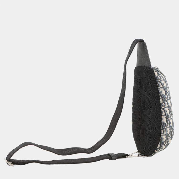 Pre Owned Dior Oblique Scarab Crossbody Bag Black/Beige Canvas Size Mini