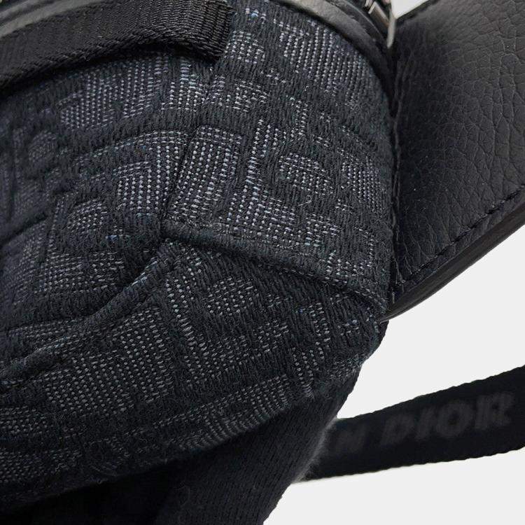 Pre Owned Dior Oblique Scarab Crossbody Bag Black Canvas Size Mini