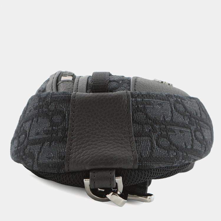 Pre Owned Dior Oblique Scarab Crossbody Bag Black Canvas Size Mini