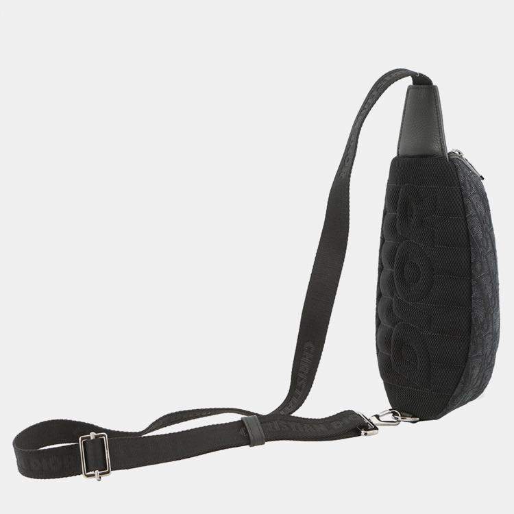 Pre Owned Dior Oblique Scarab Crossbody Bag Black Canvas Size Mini