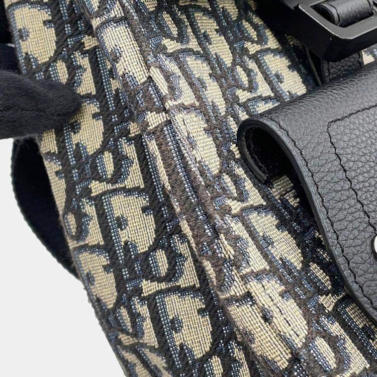 Pre Owned Dior Oblique Gallop Mini Sling Bag Black/Beige Canvas Leather