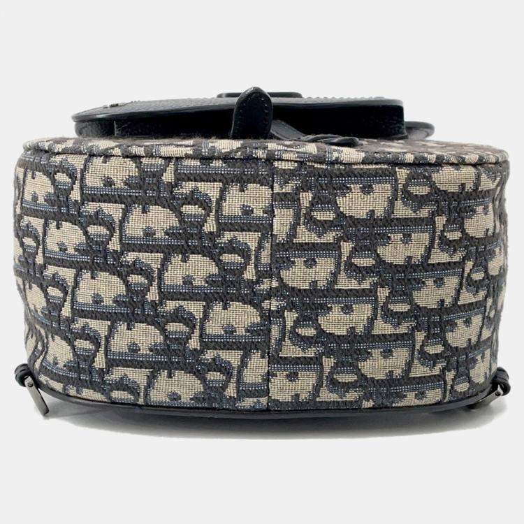 Pre Owned Dior Oblique Gallop Mini Sling Bag Black/Beige Canvas Leather