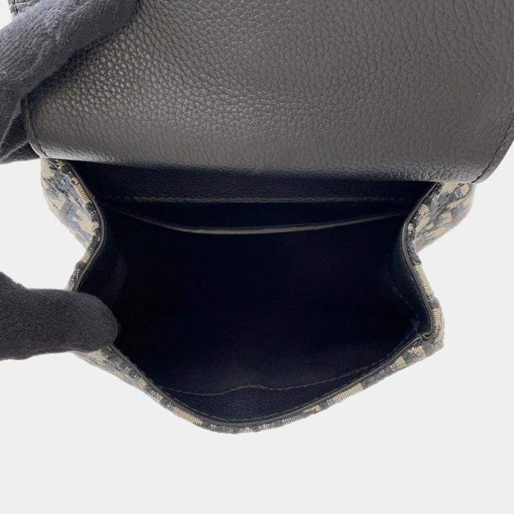 Pre Owned Dior Oblique Gallop Mini Sling Bag Black/Beige Canvas Leather