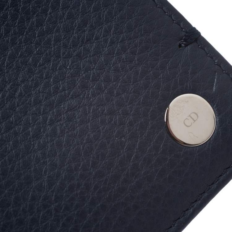 Pre Owned Dior Blue Leather Homme Card Holder