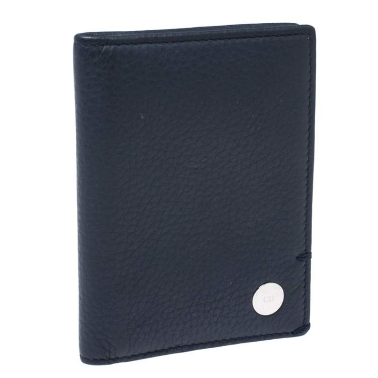 Pre Owned Dior Blue Leather Homme Card Holder