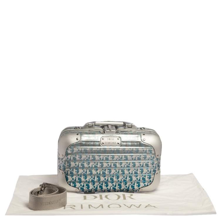 Pre Owned Dior x Rimowa Blue/Grey Oblique Print Aluminium Personal Case