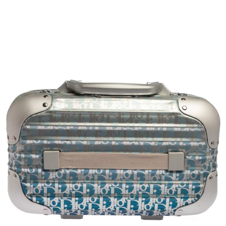 Pre Owned Dior x Rimowa Blue/Grey Oblique Print Aluminium Personal Case