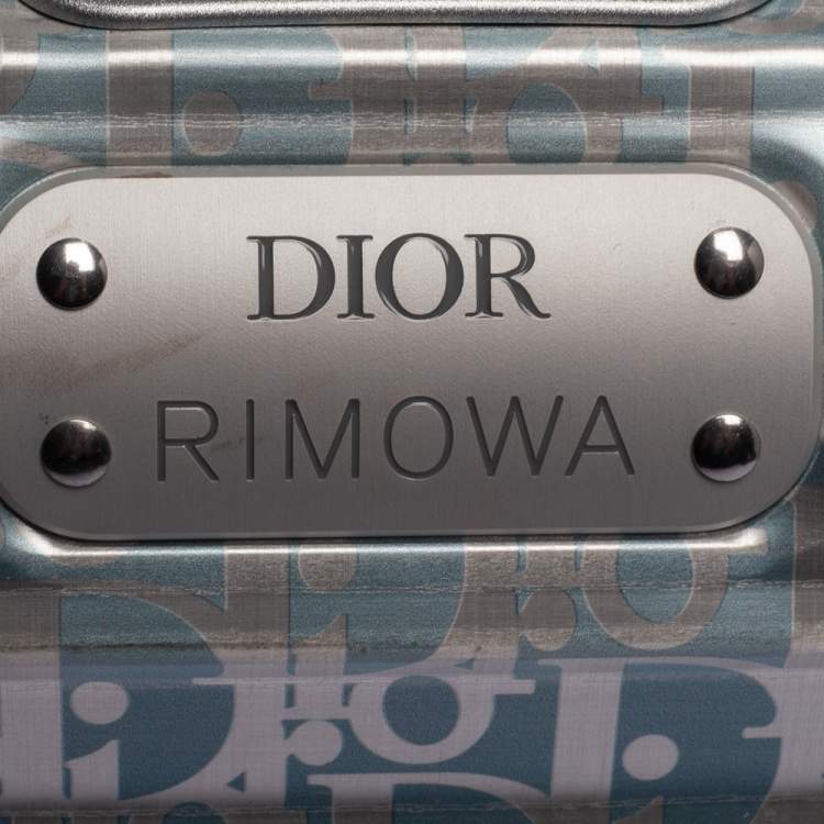 Pre Owned Dior x Rimowa Blue/Grey Oblique Print Aluminium Personal Case