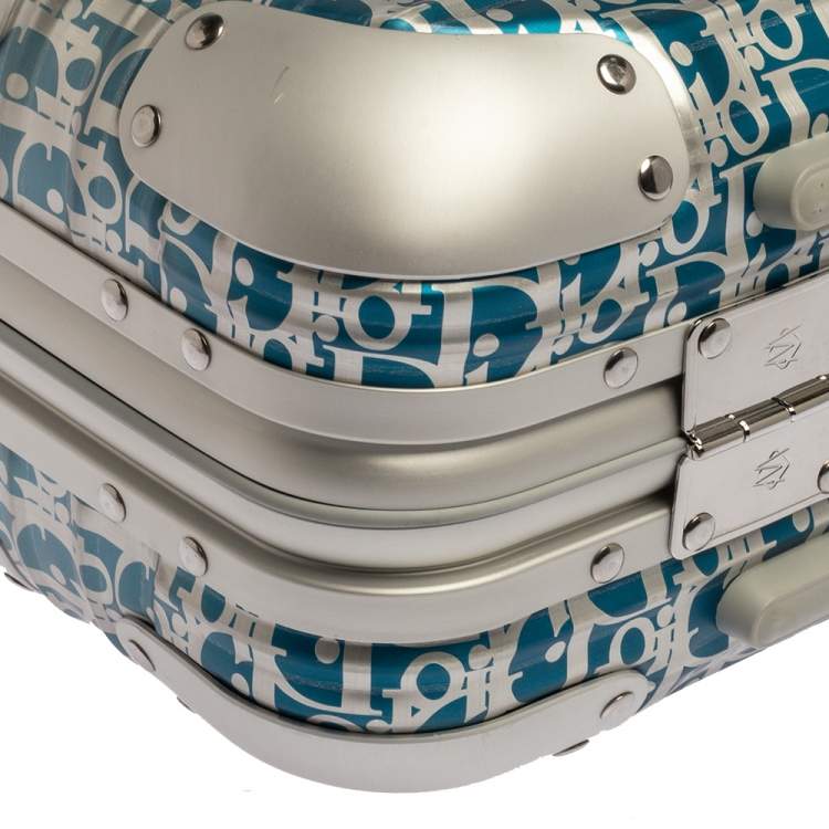 Pre Owned Dior x Rimowa Blue/Grey Oblique Print Aluminium Personal Case