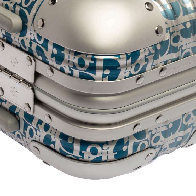 Pre Owned Dior x Rimowa Blue/Grey Oblique Print Aluminium Personal Case