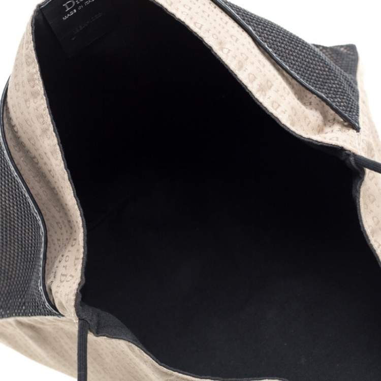 Pre Owned Dior Beige/Black Oblique Canvas and Mesh Shoulder Bag
