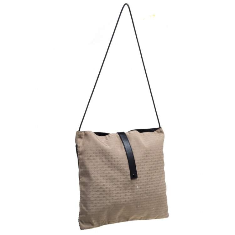 Pre Owned Dior Beige/Black Oblique Canvas and Mesh Shoulder Bag
