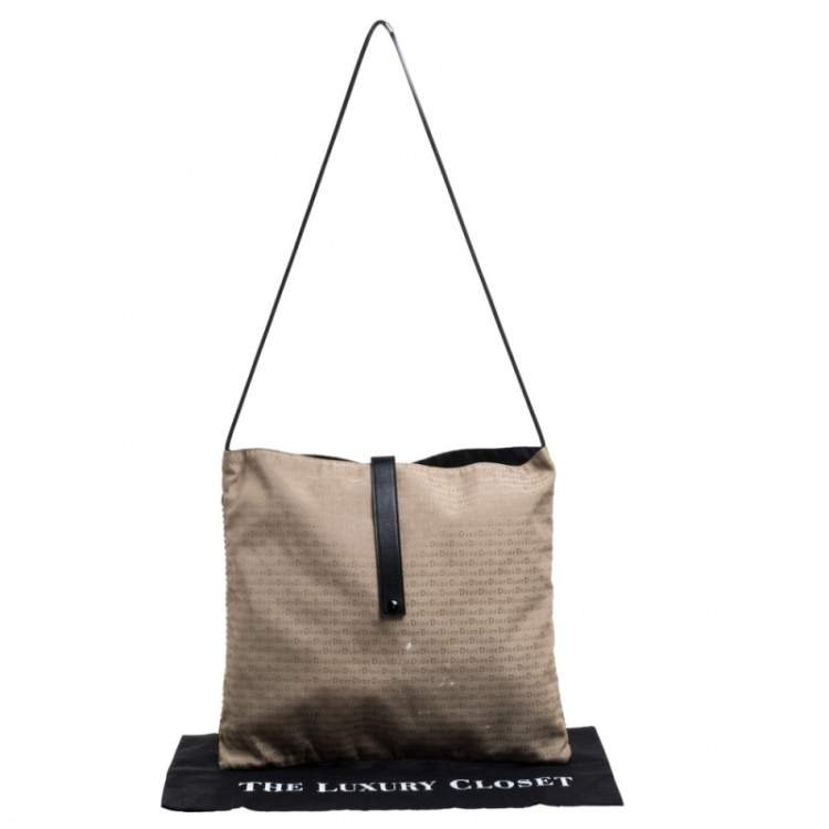 Pre Owned Dior Beige/Black Oblique Canvas and Mesh Shoulder Bag