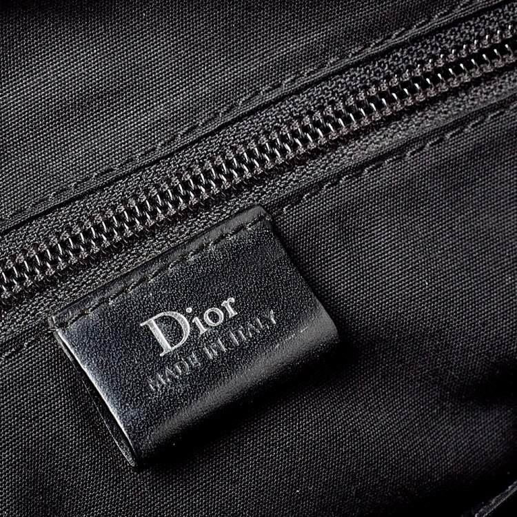 Pre Owned Dior Homme Black Stripped Glossy Leather Document Briefcase 
