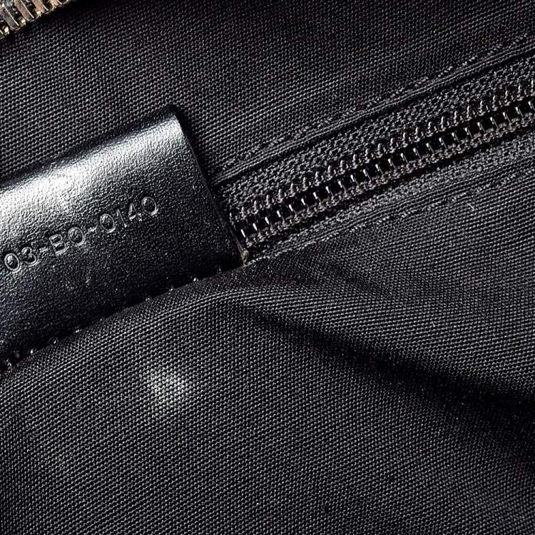 Pre Owned Dior Homme Black Stripped Glossy Leather Document Briefcase 