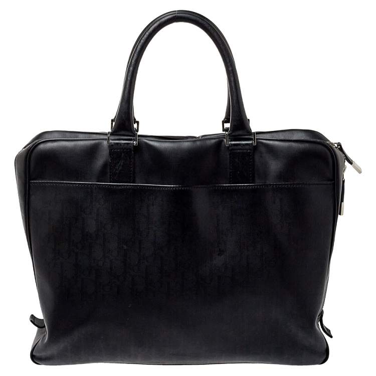 Pre Owned Dior Homme Black Oblique Coated Canvas Document Briefcase