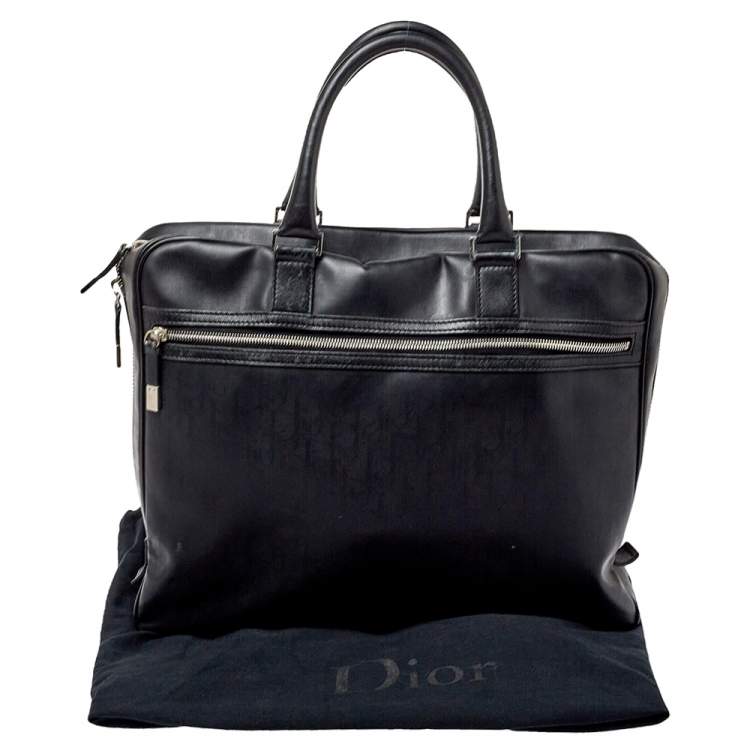 Pre Owned Dior Homme Black Oblique Coated Canvas Document Briefcase