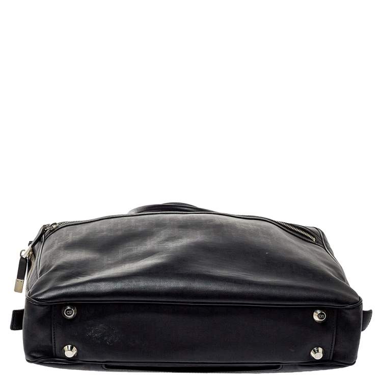 Pre Owned Dior Homme Black Oblique Coated Canvas Document Briefcase