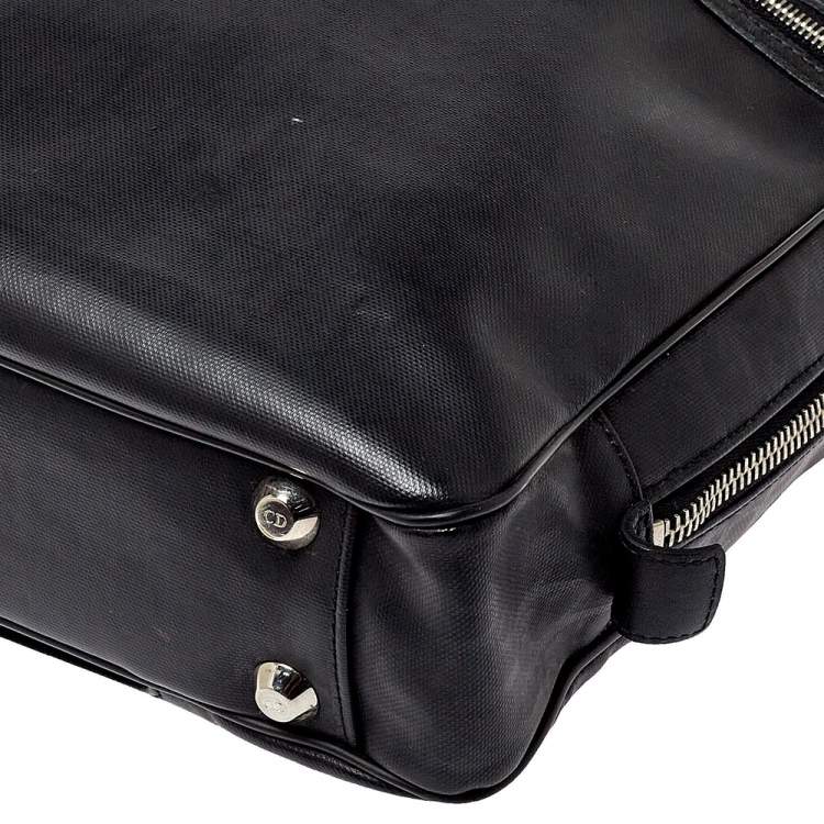 Pre Owned Dior Homme Black Oblique Coated Canvas Document Briefcase