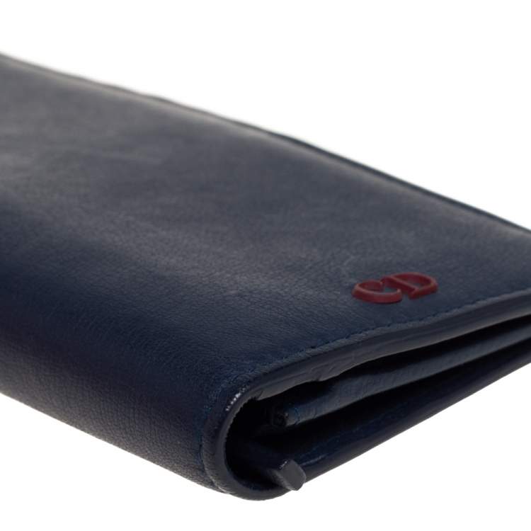 Pre Owned Dior Blue Leather Long Wallet