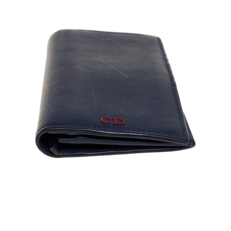 Pre Owned Dior Blue Leather Long Wallet
