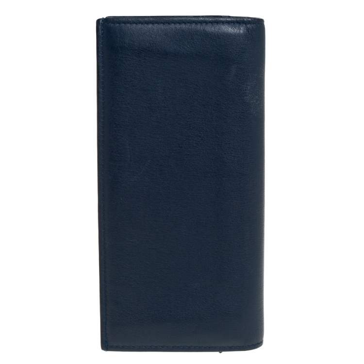 Pre Owned Dior Blue Leather Long Wallet